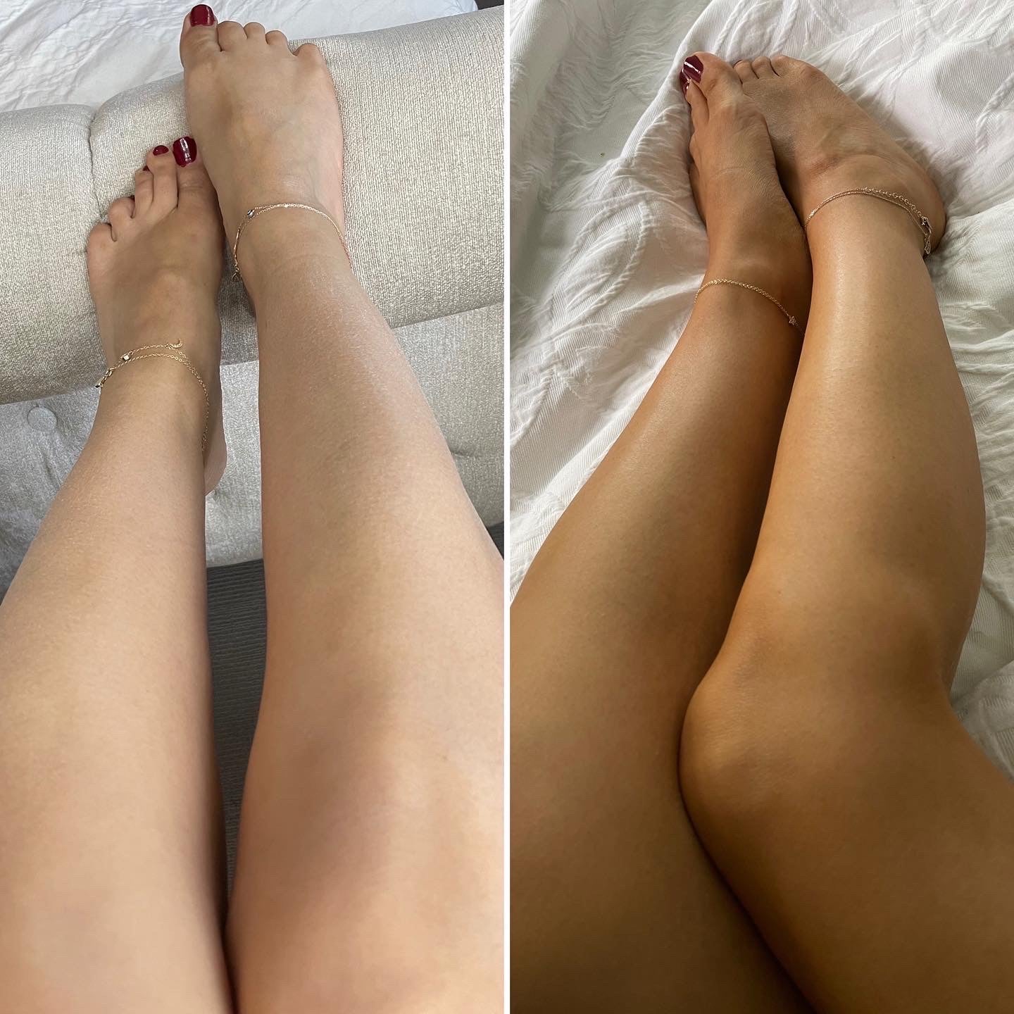 Invisible Tan Best Self Tanner Eco By Sonya Driver Eco Tan legs before after result